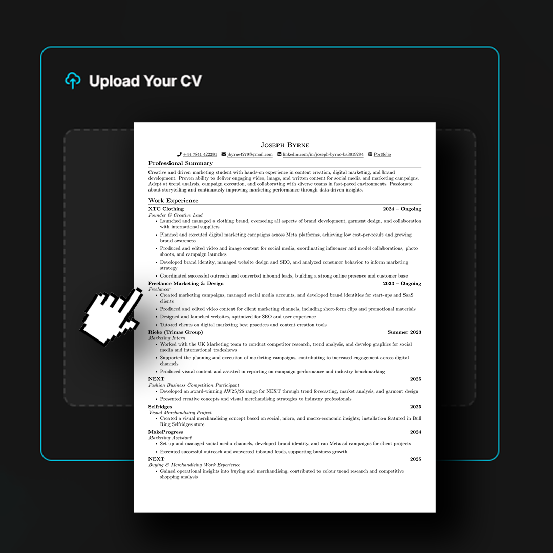 User uploads their CV to CV Lab